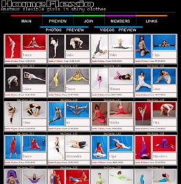 Young flexible girls in shiny outfits do sexy gymnastics
